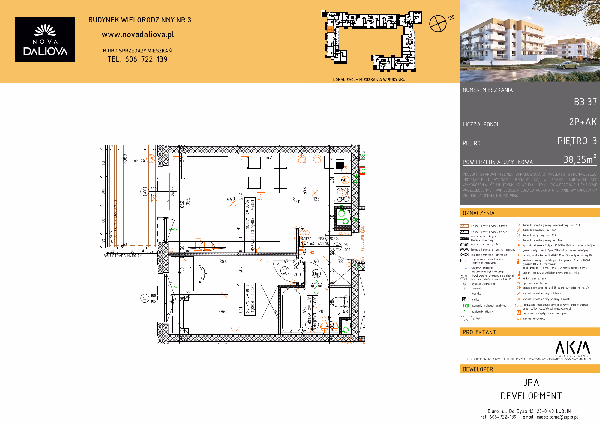 Rzut techniczny mieszkania B3.37